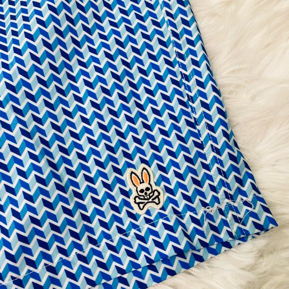 Psycho Bunny Men's Swim Trunks Size 6XL Blue Chevron Dry Pocket NWT - Picture 2 of 16